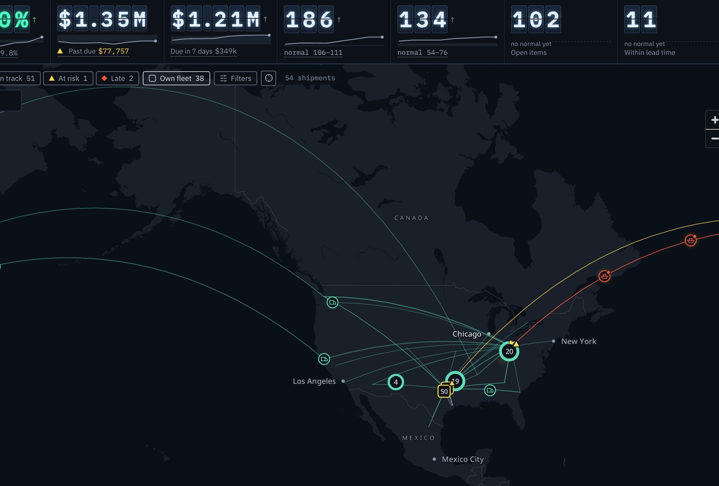VIZN Command: shipments moving across the globe on one live map